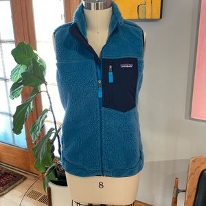 Patagonia vest.  Retro-X.  Highly covetable blue color combo. Size S